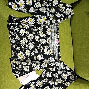 Betsey Johnson Floral Black and White Skirt Set